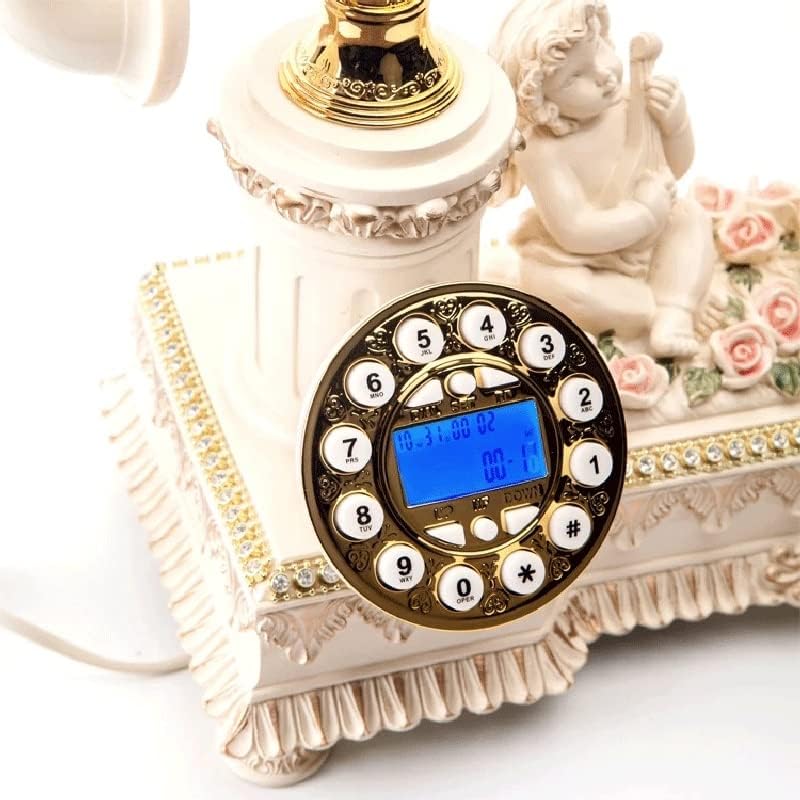 ZSEDP Антички фиксни телефонски фиксни гроздобер фиксирана кабел телефон Cupid Европска смола повикувач на лична карта за домашна канцеларија