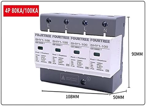 AKDE 1PCS Surge Protector AC 3P+N 40 ~ 80Ka 60Ka ~ 100KA 385V 420V SPD House Moilning Artersist Arserter Arster Arster Now-напон