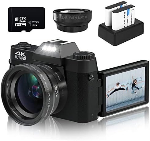 Дигитални фотоапарати за фотографија, 4K 48MP камера со влогнување 16x Дигитален зум со прирачник за фокусирање на фокус Компактна камера