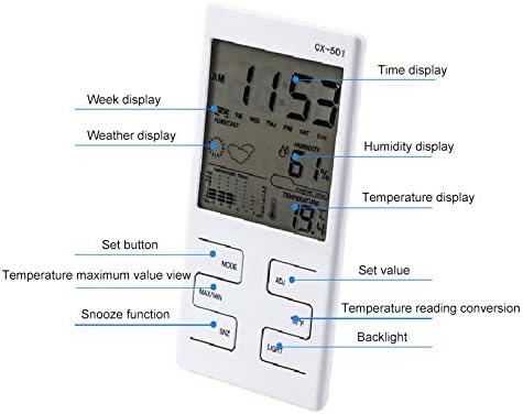 KLHHG дигитален термометар хигрометар LCD задно осветлување Мултифункционален затворен LCD LCD дигитален температурен мерач Мерач на часовникот Термометар