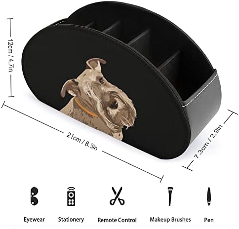 Шнаузер куче далечински управувач за држач за пенкало Пу кожа далечински кади декоративно биро за складирање на организатор на контејнер