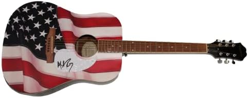 Мајкл Реј потпиша автограм целосна големина Една од еден вид обичај 1/1 Американско знаме Гибсон епифон Акустична гитара А W/James Spence автентикација JSA COA - Суперerstвезда