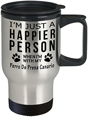 Куче Љубовник Патување Кафе Кригла-Посреќна Личност Со Перро Де Преса Канарио-Миленичиња Сопственик Спасување Подароци