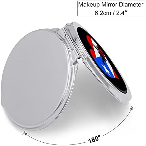 Порторико Чукање На Срцето Компактно Огледало Џеб За Патување Огледало За Шминка Мало Преклопно Преносно Рачно Огледало