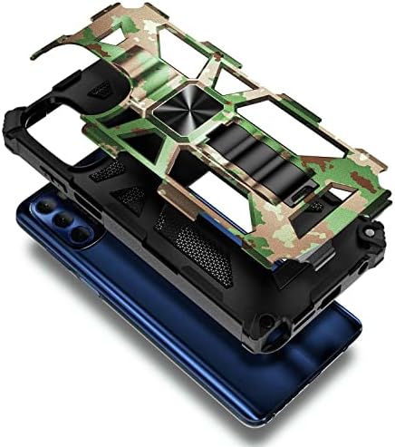 Nznd Случај За Motorola MOTO G 5G Со Калено Стакло Заштитник На Екранот, Целосна Заштита На Телото [Воено Одделение] Вграден Kickstand Автомобил Магнетни Тешки Случај
