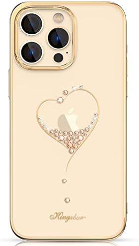 KINGXBAR за Iphone 14 Pro Случај За Жени Девојка Симпатична Срце Луксузни Позлата Bling Grily Јасна Заштитна Покривка Шокпроф Тенок Телефон