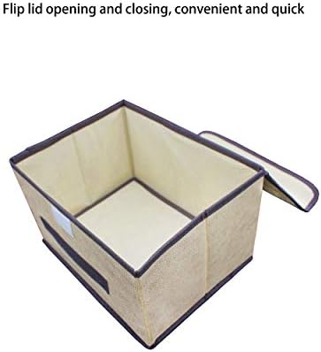 Кутија за складирање ткаенина со Капаци 4 парчиња Беж Ткаенина Преклоплива Кутија За Складирање Корпа Со Капаци Склоплива Кутија За Складирање Облека Корпа За Отп?