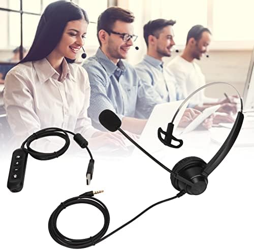 Емошајога Слушалки За Услуги На Клиентите Со Едно Уво, Јачина На Звук Неми Прилагодливи Удобни Црни Монаурални Слушалки Со USB