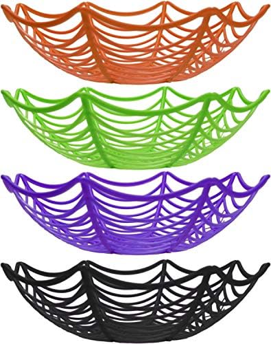 Комплет од 2 Чинии За Бонбони За Ноќта на Вештерките Во Избрани Бои - Забавен Веб Дизајн со Морничави пајаци! - Карактеристики Светли