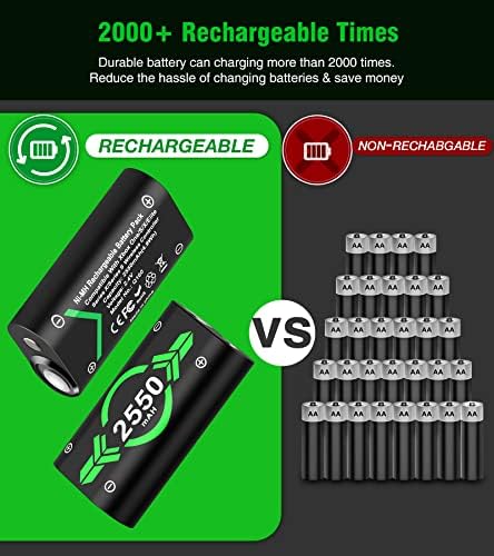 2x2550mAh Батерија На Полнење За Xbox One/Xbox Серија X|S, Xbox батерија на Полнење За Xbox One/ Xbox S/ Xbox X/ Xbox Елитен Контролер, Xbox