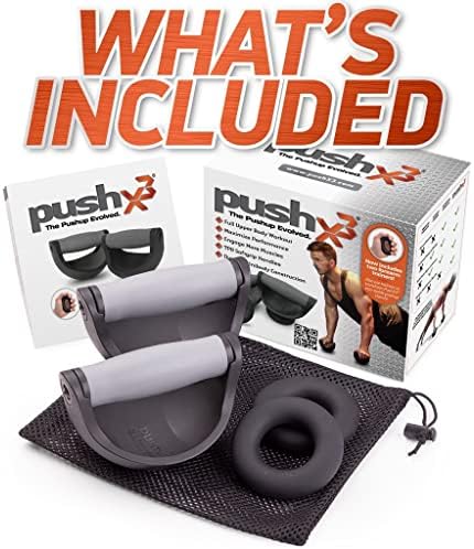 PushX3, The Original Rounded-Bottom Pushup Handles, Includes includes two PushX3 Stabilizer Rings to Transform PushX3 into