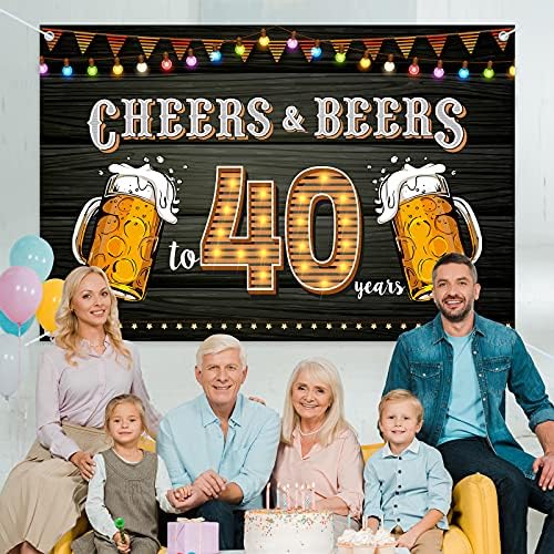 Хамигар 6х4фт 40-годишнина Од Роденденот Банер Позадина-Овации И Пива до 40 Години Роденден Декорации Партија Материјали
