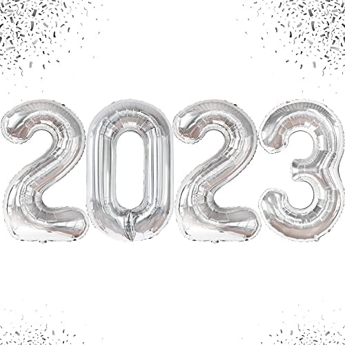 Катчон, Сребрени Балони За Дипломирање 2023 - 40 Инчи | Балони Со Број 2023 За Украси За Дипломирање 2023 | Балони 2023 За Украси За Дипломирање