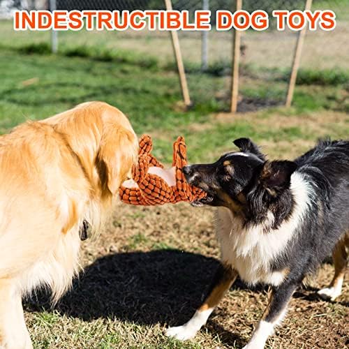 Beepow 2023 Нова играчка со полнети кучиња, Dino форма робустдино куче играчка, пискава играчка за кучиња за домашни миленици што сакаат да џвакаат