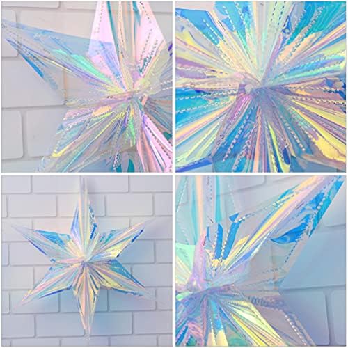 Abaodam 3PCS 3D Iridescent Hexagram Ornament Clear Foil Hexagram Star Rainbow Shine Fairy Praber Princess Декорација за свадба невестински туш одмор роденденска забава