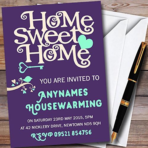 Покани за забави за забави за домаќинство Purple & Aqua Sweet Home