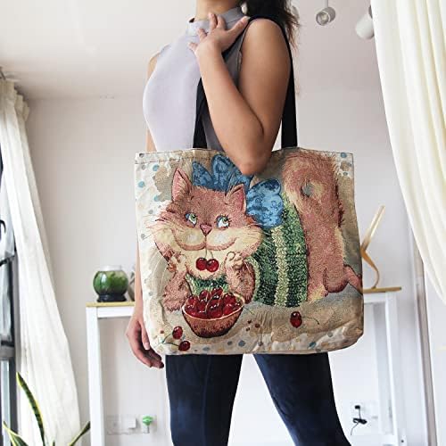 Платно торбичка за женски девојки со голем капацитет симпатична везена ткаенина за еднократно шопинг торба со рамо со внатрешен џеб