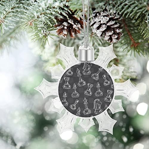 Шаховски парчиња новогодишна елка за снегулка од снегулка украси што висат украси од снегулка со жици за Божиќно дрво