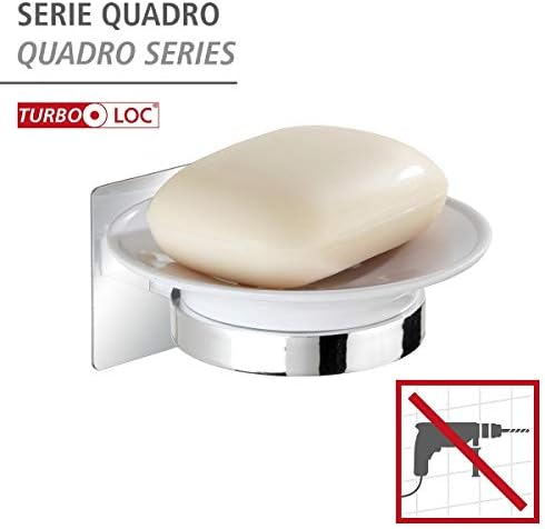 Wenko Die Bessere Idee Turbo-Loc Soop сапун Квадро прицврстување без дупчење, 11 x 6,5 x 11,5 cm, сребро