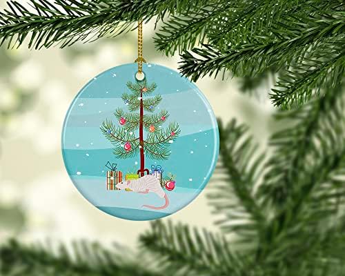 Богатства на Каролина CK4470CO1 Дамбо Сфинкс стаорец Среќен Божиќен керамички украс, украси за новогодишни елки, виси украс за Божиќ,