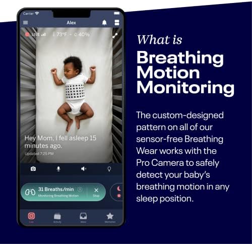 Нанит Дишење Носете Лопатка 3-Пакет Работи Про Бебе Монитор За Следење На Движењето На Дишењето, Како Вашата Рака На Нивното Срце Од Каде Било, Памук, Големина Мали, 0