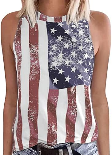 4 -ти јули кошули жени графички резервоар врвни обични американско знаме блузи starsвезди шарени кошули за печатење елек - Ден на независност