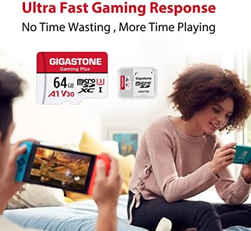 [Gigastone] 64 GB 5-пакет микро SD картичка, Gaming Plus, MicroSDXC мемориска картичка за Nintendo-Switch, Smartphone, Fire Tablet, 4K UHD видео