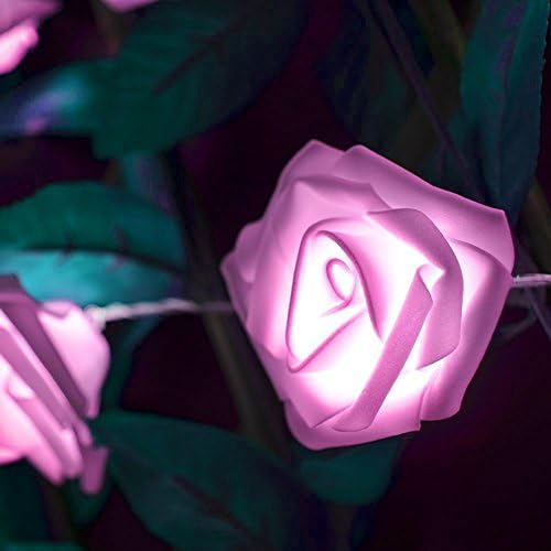 20 LED батерии управувана од роза цвет, светло свадба градинарски декор
