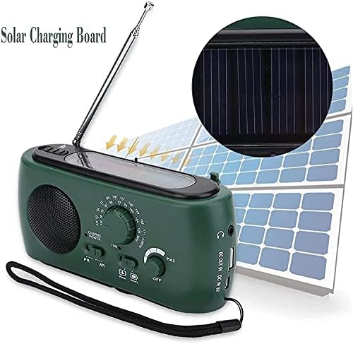 Fedrui Solar Hand Crank Inteach Radio, Времето за предупредување Преносно радио со светилка и ламба за читање, за кампување, пешачење