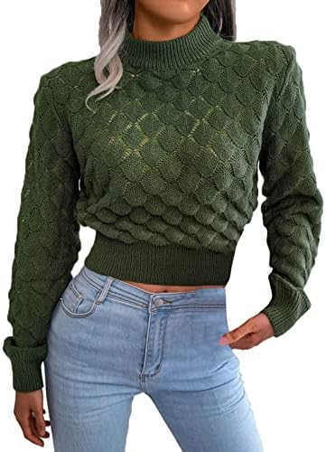 Turtleneck џемпер жени исечени на ракав за лепење на ракав, лежерен џемпер, плетено џемпер врвови, лабава вклопена пријатна плетена скокач врвови