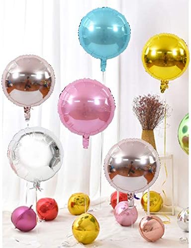 24 парчиња 18 тркалезна фолија милар балони хелиум метални балони за бебешки туш, откривање на пол, свадба, роденден или декорација