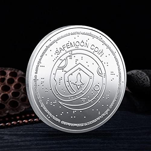 2 парчиња комеморативна монета злато-позлатена сребрена дигитална виртуелна монета со среќа Cryptocurrency 2021 Ограничено издание