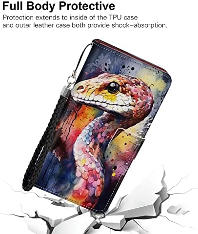 Случај за сини џеб Shencang, погоден за iPhone 7/8 Plus Snake Cobra Art-24 Cash & Id Id Slots Card Slots Cickstand Multi-Function Case