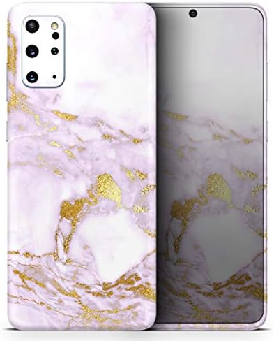 Дизајн Skinz Purple Marble & Digital Gold Foil V8 Заштитна винил декларална обвивка на кожата, компатибилен со Samsung Galaxy S20
