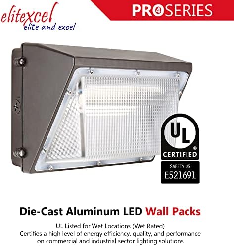 Elitexcel Надворешни светла на wallидни пакувања, Gen4 90W Комерцијална и индустриска надворешна светлина, светлосна светлина, 11000lm
