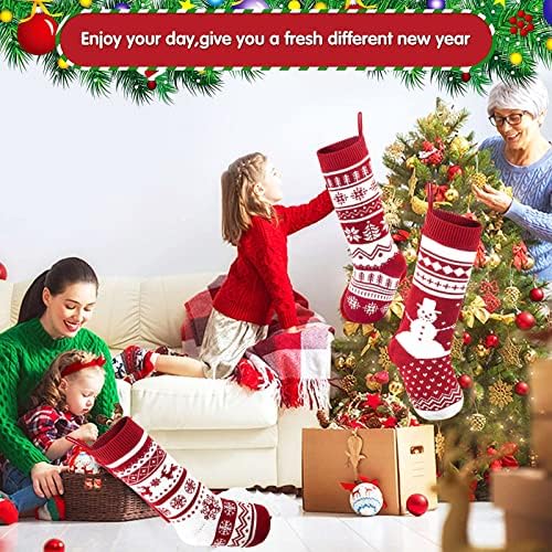 18ин Божиќно дружење - Печатени Божиќни чорапи Кенди за бонбони, кои висат чорапи Декорацијата плетени чорапи Дедо Мраз на Дедо Мраз
