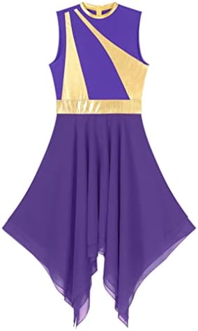 Yealdor omeенски метален блок во боја, лирски танцувачки облеки, без ракавички тунични фала, литургиско обожавање танцуван фустан