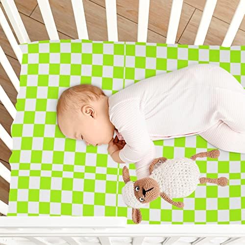 Umiriko Green White Checkerboard Pack n Play Baby Play Playard Sheets, Mini Crib Sheet for Boys Girls Player Matteress Cover 20245466