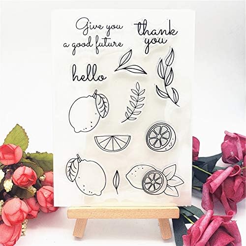 Добредојдовте на радосно 1 парчиња овошје од лимон летен чист печат за декорација на картички и белешка 11x15cm