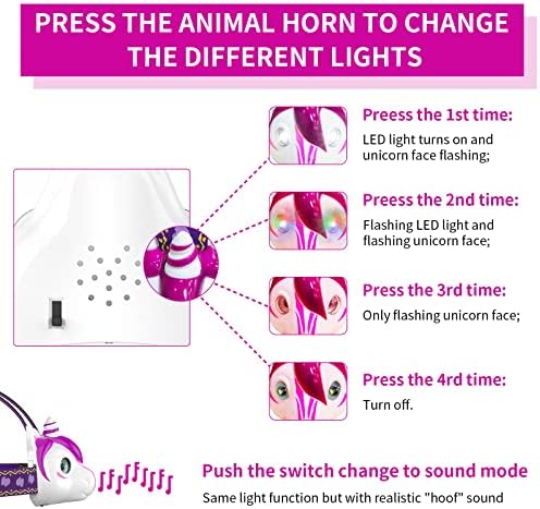 АУСЕМКУ ЕДНОРОГ ПРЕДВОДЕНА ФАРОВА - Еднорог Фар За Детски Додатоци За Кампување,Светилка За Еднорог За Играчки За Момчиња,Девојчиња