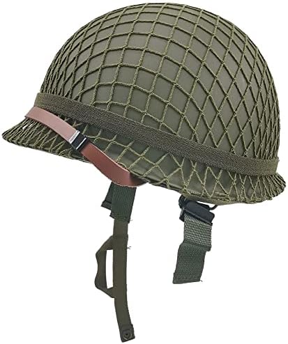 Втората светска војна Армијата М1 Шлемот, Втората светска војна, WW2 Шлемот Метална челична школка реплика со мрежна лента за брада/бенд за