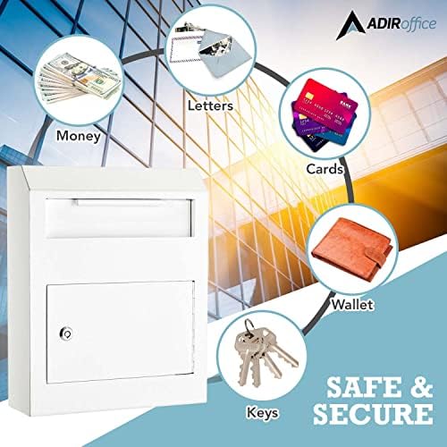 Adiroffice Teheward Secureed Safe Drop Box - Box за предлози - Поштенско сандаче за заклучување - кутија за пад на клучот - Boxидна кутија