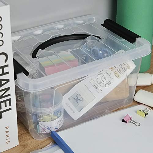 Обстни 6 Квартни Проѕирни Пластични Канти за Складирање Со Капаци, Повеќенаменски Кутии За Организирање, 2 Пакувања