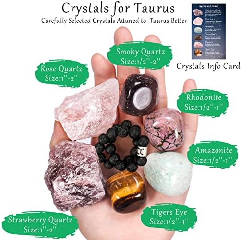 Qiancannaor Taurus Zodiac Crystals Crystals Set, 15 парчиња кристали и лековити камења со шишиња што посакуваат, кристали за астрологија