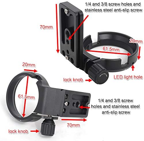 Ishoot Tripod Mount Mount Ring, All Metal Lens Culle Charce за сигма MC-11 адаптер за леќи за конвертор на конверторот на канонот EF-E монтирање, држач за леќи со дијаметар 61.5 mm со ARCA Swiss Fit Fit Plate Prote