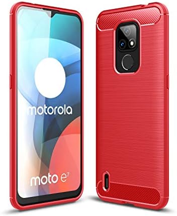 Заштитна кутија заштитна кутија компатибилен со Motorola Moto E7 2020 Case Case Carbon Fiber Texture ShockProof TPU Case Anti-шок отпорен на мобилни телефони за заштита на мобилни телефони