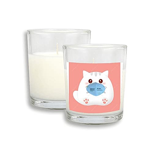 Цртан филм прекрасна мачка со слатка бела бела свеќи стакло миризлива темјан восок