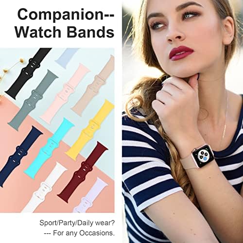 Chingofkings Sport Watch Bands компатибилен со Apple Watch Band 45mm 44mm 42mm 41mm 40mm 38mm за жени мажи, мека лента за замена на силикони