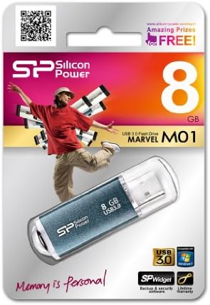 Силиконска моќност Marvel M01 USB 3.0 8 GB Flash Drive SP008GBUF3M01V1B - ледено сино