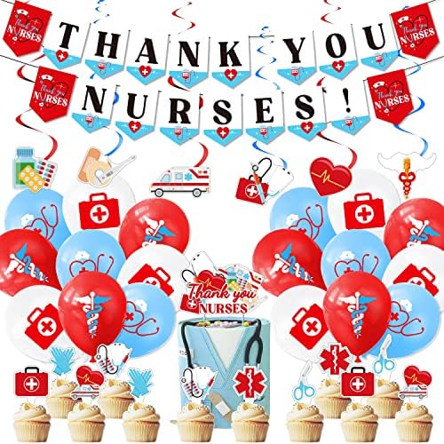 Џиудунгс Ви Благодариме Медицински Сестри Украси Постави Ви Благодариме Медицински Сестри Банер Балони Торта Блузи Виси Свилс За Рн Партија Медицински